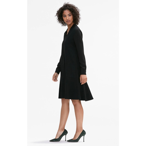 M.M. Lafleur Elle V Neck Dress M 8 10 Black MM Lafleur Academia Office Career - Picture 4 of 11
